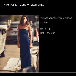 zara strapless denim dress